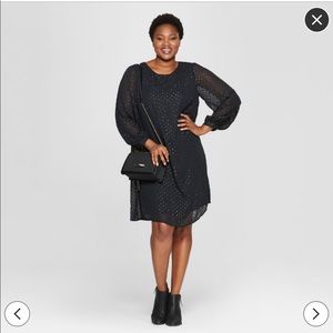 Ava and Viv Glitter Polka Dot Black Dress